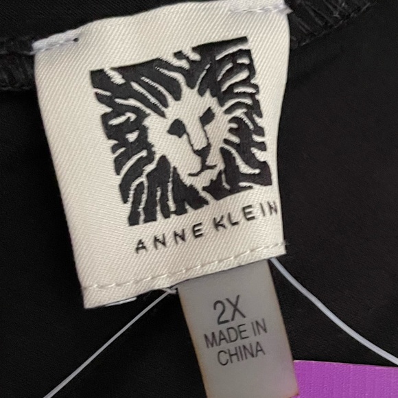 ANNE KLEIN WOMAN OVERSIZED LONG SLEEVE BLACK SHEER LINED BLOUSE 2XL NWT - Picture 12 of 15